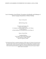Lost in Translation: Social Workers' Perceptions of the Benefits and Challenges of Spoken Language Interpretation in Medical Settings