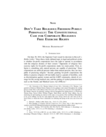 Don't Take Religious Freedom Purely Personally: The Constitutional Case for Corporate Religious Free Exercise Rights