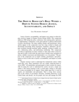 The Dispute Resolver's Role Within a Dispute System Design: Justice, Accountability, and Impact