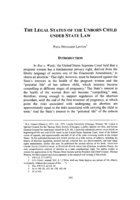 The Legal Status of the Unborn Child under State Law