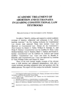 Academic Treatment of Abortion and Euthanasia in Leading Constitutional Law Textbooks