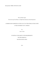 There and Back Again:  Perceived Long-Term Effects of a High School Immersion Abroad Experience