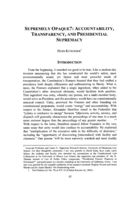 Supremely Opaque?: Accountability, Transparency, and Presidential Supremacy