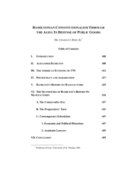 Hamiltonian Constitutionalism Through the Ages: In Defense of Public Goods