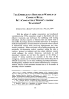 The Emergency Research Waiver of Consent Rule: Is It Compatible with Catholic Teaching?