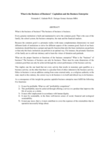 What is the Business of Business?  Capitalism and the Business Enterprise