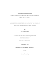Sustainable Environmental Education: Conditions and Characteristics Needed for a Successfully Integrated Program in Public Elementary Schools
