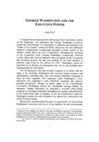 George Washington and the Executive Power