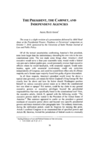 The President, the Cabinet, and Independent Agencies