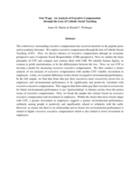 Fair Wage: An Analysis of Executive Compensation through the Lens of Catholic Social Teaching
