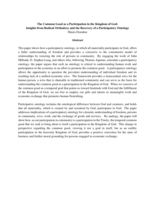 The Common Good as a Participation in the Kingdom of God: Insights from Radical Orthodoxy and the Recovery of a Participatory Ontology
