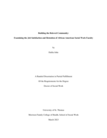 Building the Beloved Community: Examining the Job Satisfaction and Retention of African American Social Work Faculty