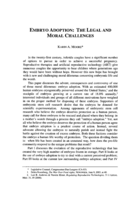 Embryo Adoption: The Legal and Moral Challenges