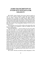 Audio Transcription of Interview with Senator Grassley