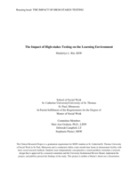 The Impact of High-stakes Testing on the Learning Environment