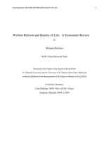 Welfare Reform and Quality of Life: A Systematic Review