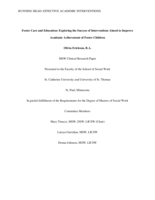 Foster Care and Education: Exploring the Success of Interventions Aimed to Improve Academic Achievement of Foster Children