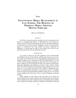 Incentivizing Moral Development in Law School: The Benefits of Personal Moral Growth Moving Forward