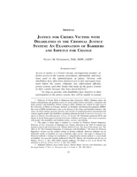 Justice for Crime Victims with Disabilities in the Criminal Justice System: An Examination of Barriers and Impetus for Change