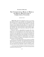 The Constitutional Right to Medical and Mental Health Care in Correctional Facilities