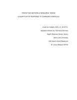Predicting Materials Resource  Needs: A Quantitative Response to Changing Curricula
