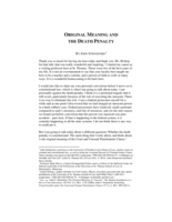 Original Meaning and the Death Penalty