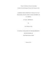 Women‘s Resiliency, Power, & Leadership: A Study of Jewish Immigrant Women of the Progressive Era