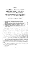 The Moral Significance of Creation in the Franciscan Theological Tradition: Implications for Contemporary Catholics and Public Policy