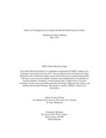 Effects of Unemployment on Health and Mental Health Based on Gender