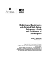 Hedonic and Eudaimonic  Job-Related Well-Being:   Enjoyment of Job  and Fulfillment of  Job Purpose