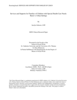 Services and Supports for Families of Children with Special Health Care Needs: Rural vs Urban Settings