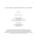 An Analysis of Religious and Spiritual Beliefs and Behaviors in College Students