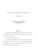 Opportunities for Improved Outcomes from the U.S. Mental Health System