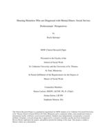 Housing Homeless Who are Diagnosed with Mental Illness: Social Service Professionals' Perspectives