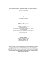 The Elementary School Climate and Teacher Self-Esteem: A Study of Potential Relationship