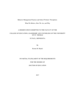 Behavior Management Practices and School Workers’ Perceptions:  What We Believe, How We Act, and Why