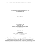 Work and Quality of Life for Individuals with SMI: A Systematic Review