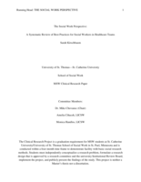 The Social Work Perspective: A Systematic Review of Best Practices for Social Workers in Healthcare Teams