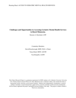 Challenges and Opportunities in Accessing Geriatric Mental Health Services in Rural Minnesota