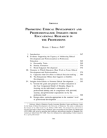 Promoting Ethical Development and Professionalism: Insights from Education Research in the Professions