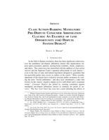 Class Action-Barring Mandatory Pre-Dispute Consumer Arbitration Clauses: An Example of (and Opportunity for) Dispute System Design?