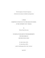 The Development of Cultural Competence: A Positivistic Case Study of a Healthcare Organization