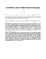 The Common Good, Voluntary Social and Environmental Corporate Disclosure and Owndership Structure: The case of Selected Mining Companies in Tanzania