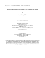Mental Health Social Workers: The State of their Well-Being and Support