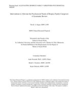 Interventions to Alleviate the Psychosocial Needs of Hospice Family Caregivers: A Systematic Review
