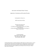 Intervention with Intimate Partner Violence: Application of Attachment and Personality Disorders