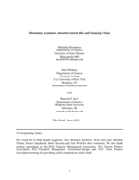 Information Asymmetry About Investment Risk and Financing Choice