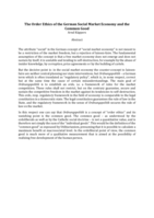 The Order Ethics of the German Social Market Economy and the Common Good