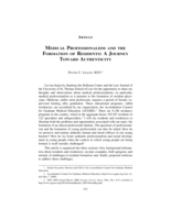 Medical Professionalism and the Formation of Residents: A Journey Toward Authenticity