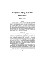 Can Foreign Direct Investment Contribute to Restoring Social Order?